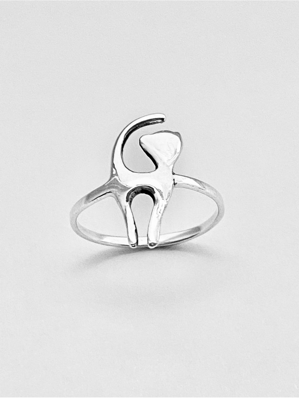 Sterling Silver Delicate Posing Cat Ring, Pet Kitty Kittens Animal Silver Rings